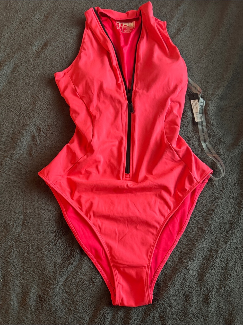 T3 Pink Zip-Front One-Piece Swimsuit xl long torso NWT